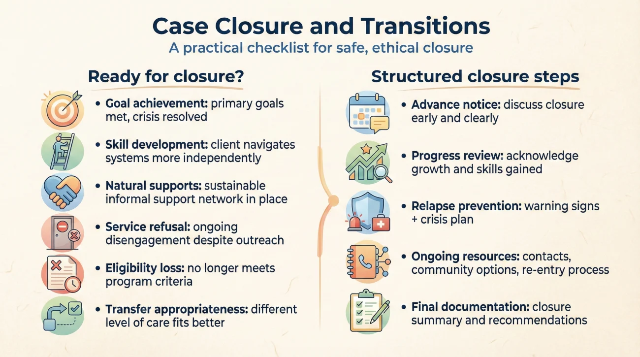 Case Management Skills (Assessment & Planning) 2 Case Closure And Transitions Readiness Checklist And Closure Steps