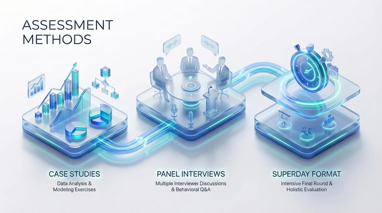 Common Finance Interview Assessment Methods Comparison Infographic