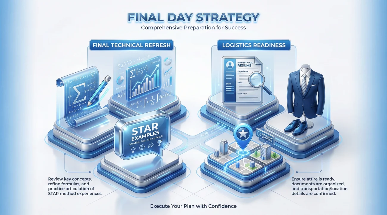 Finance Interview Final Day Preparation And Logistics Checklist