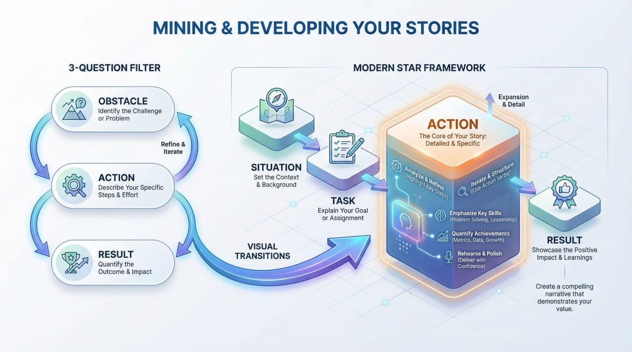 Process Of Mining And Developing Versatile Stories Using STAR Framework