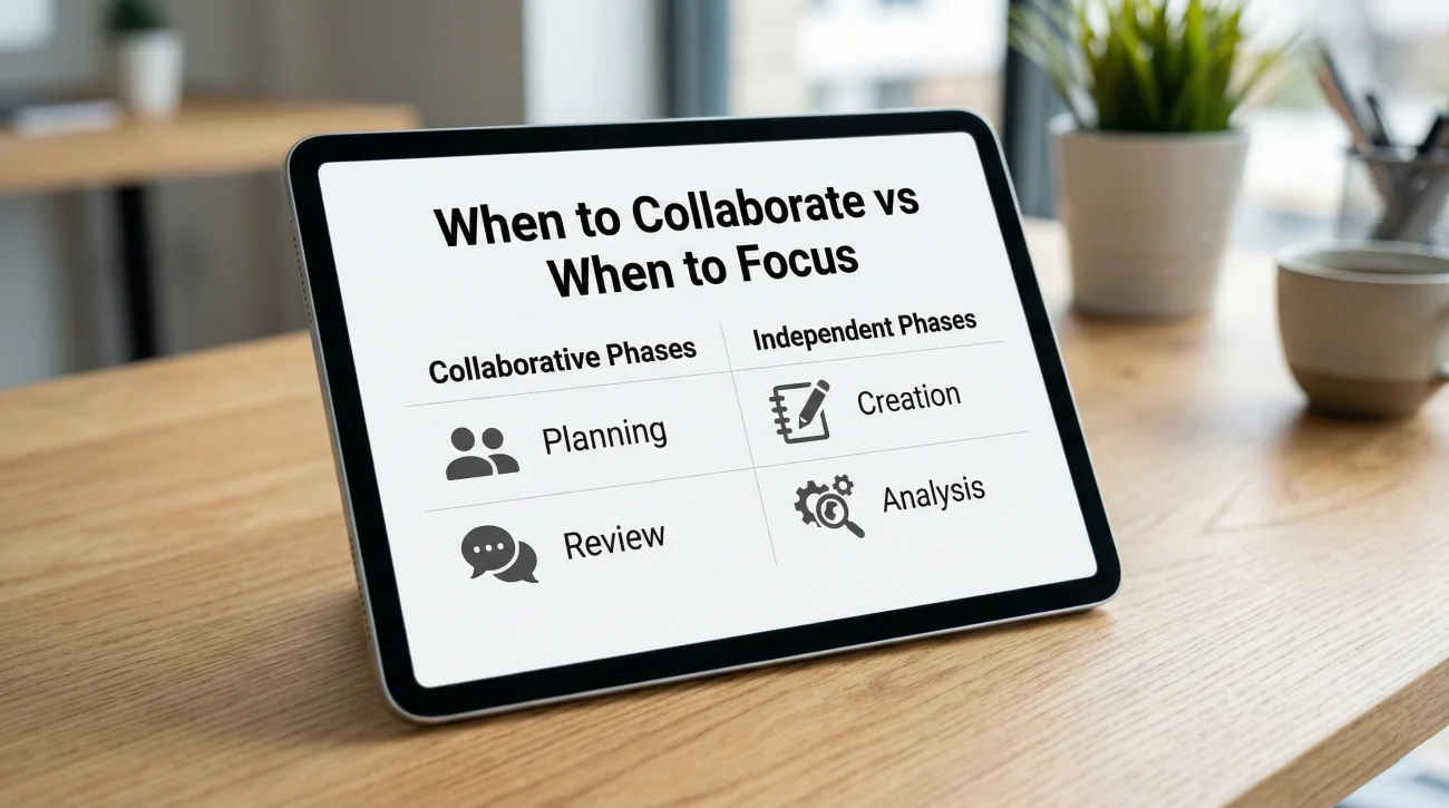 Work Phases Collaboration Versus Independence Table