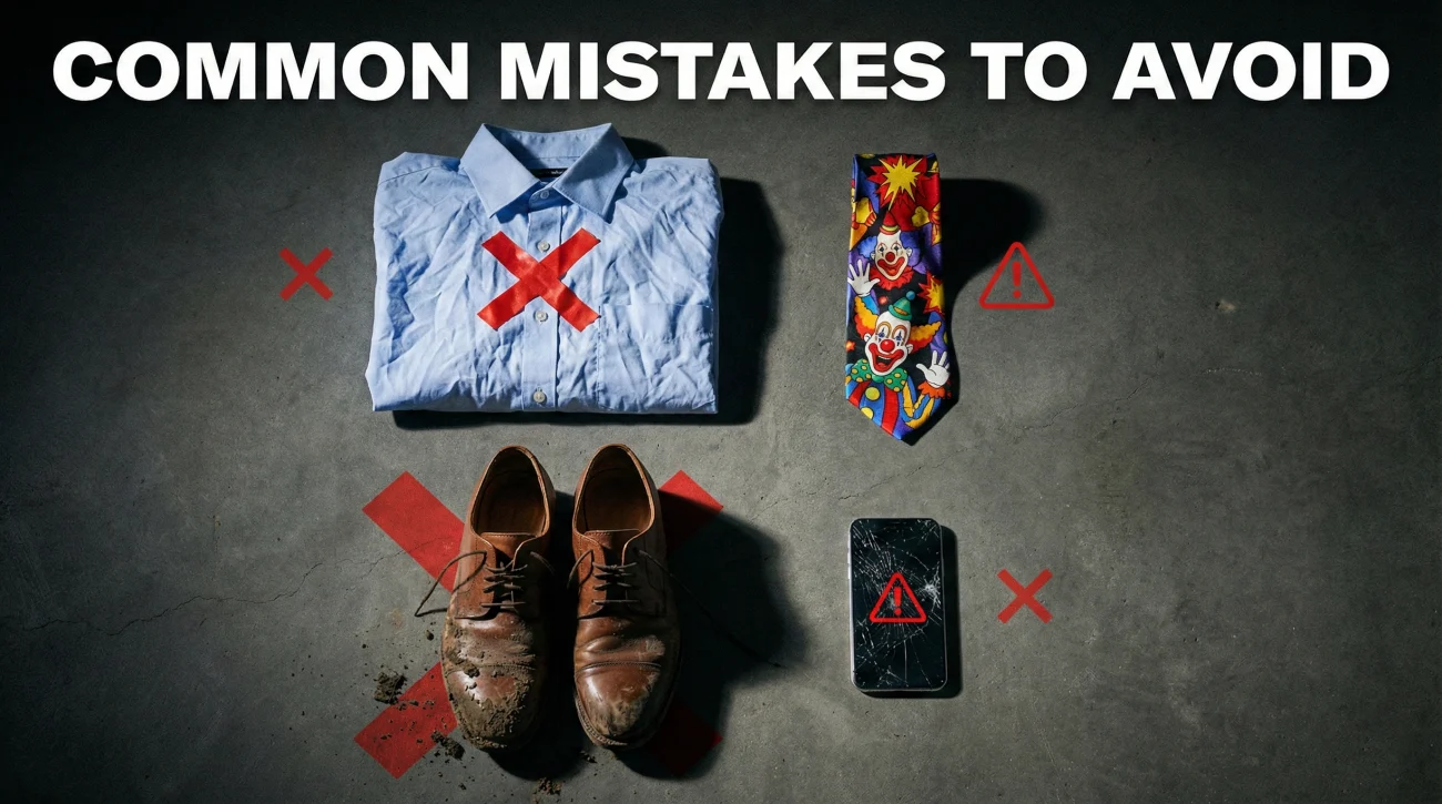 Common Interview Outfit Mistakes Like Wrinkles And Loud Patterns