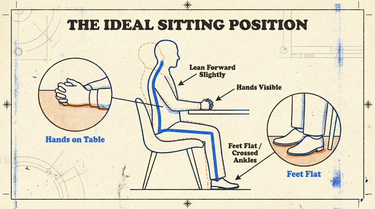 Correct Sitting Posture And Hand Placement Guide For Interviews