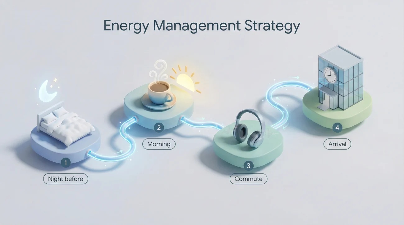 Four Step Timeline Visualization For Interview Energy Management Strategy