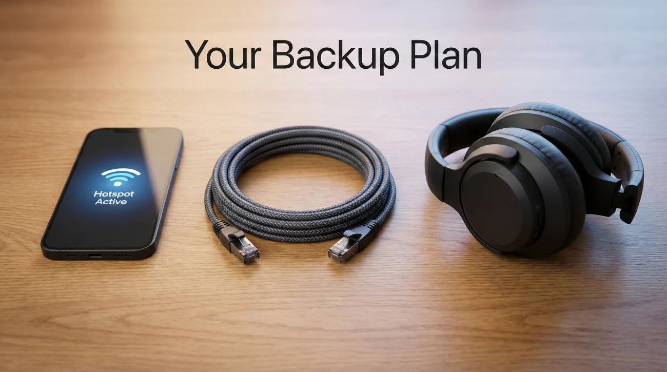 Essential Backup Tools Including Mobile Hotspot And Ethernet Cable